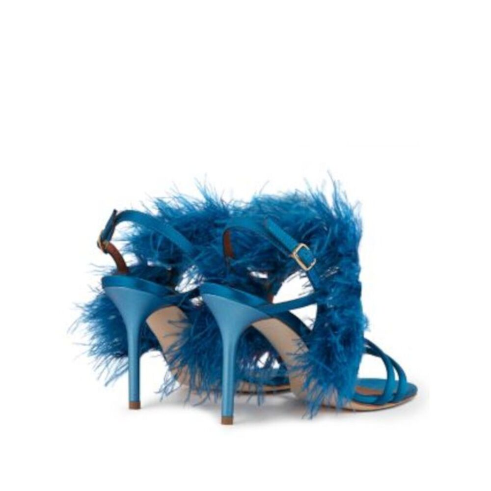 MALONE SOULIERS Womens Blue Feather Sonia Round Toe Stiletto Heeled Sandal 35.5 - Picture 2 of 4